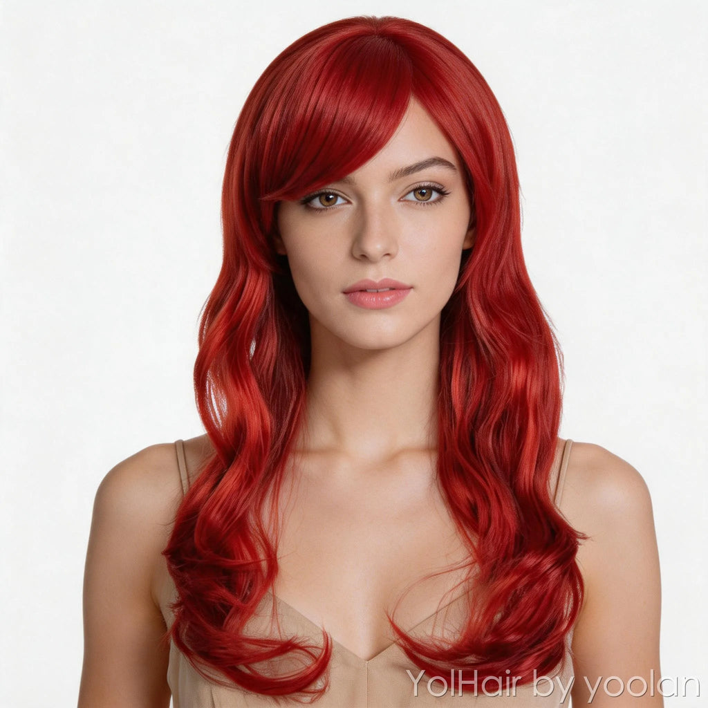 100cm Straight Cosplay Wig Women High Temp Fiber Side Bangs Long Wigs for Party Anime (Purple & More Colors) - front before