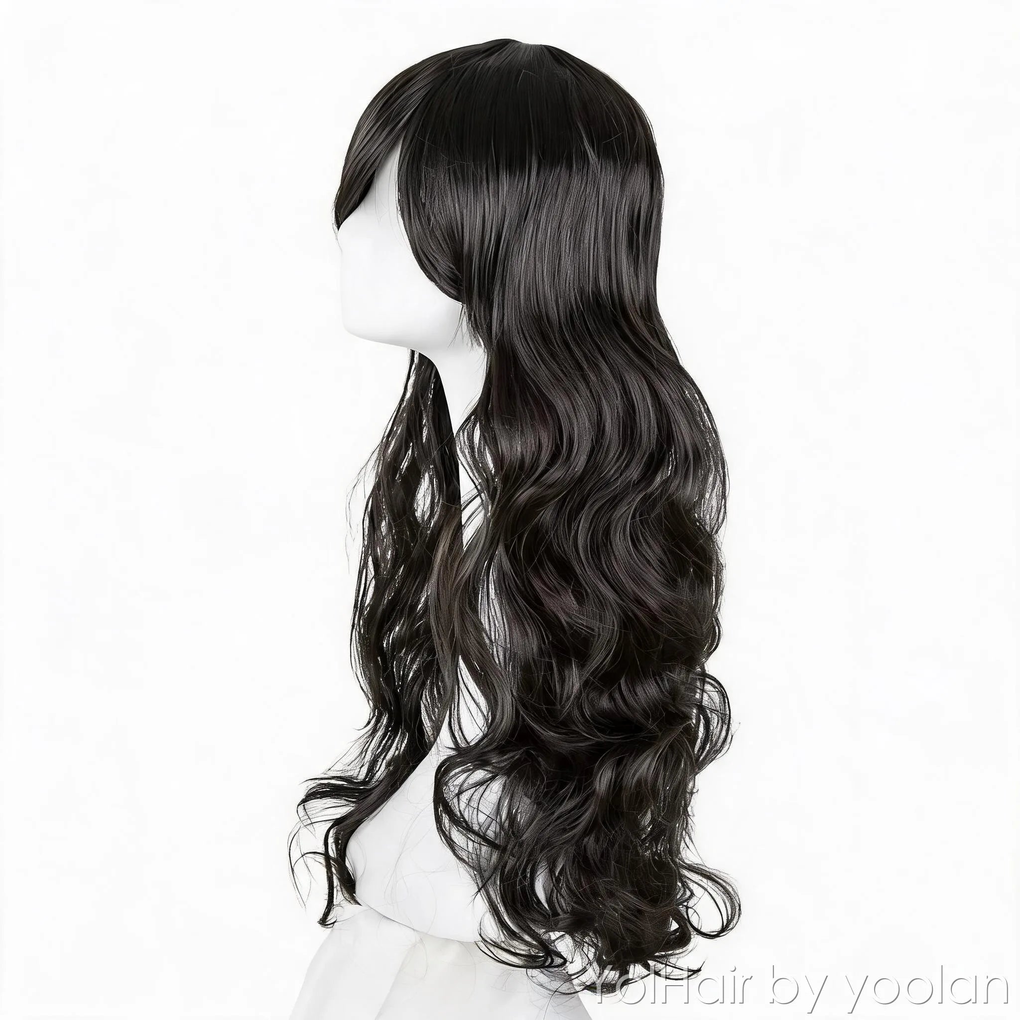 Long Curly Wig for Women High Temp Silk Full Head Natural Big Wave Daily Wear - side before