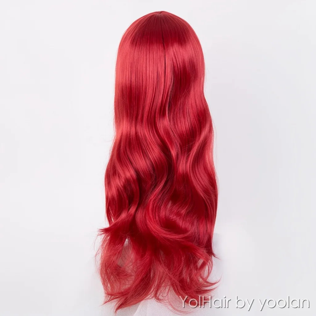 100cm Straight Cosplay Wig Women High Temp Fiber Side Bangs Long Wigs for Party Anime (Purple & More Colors) - side after