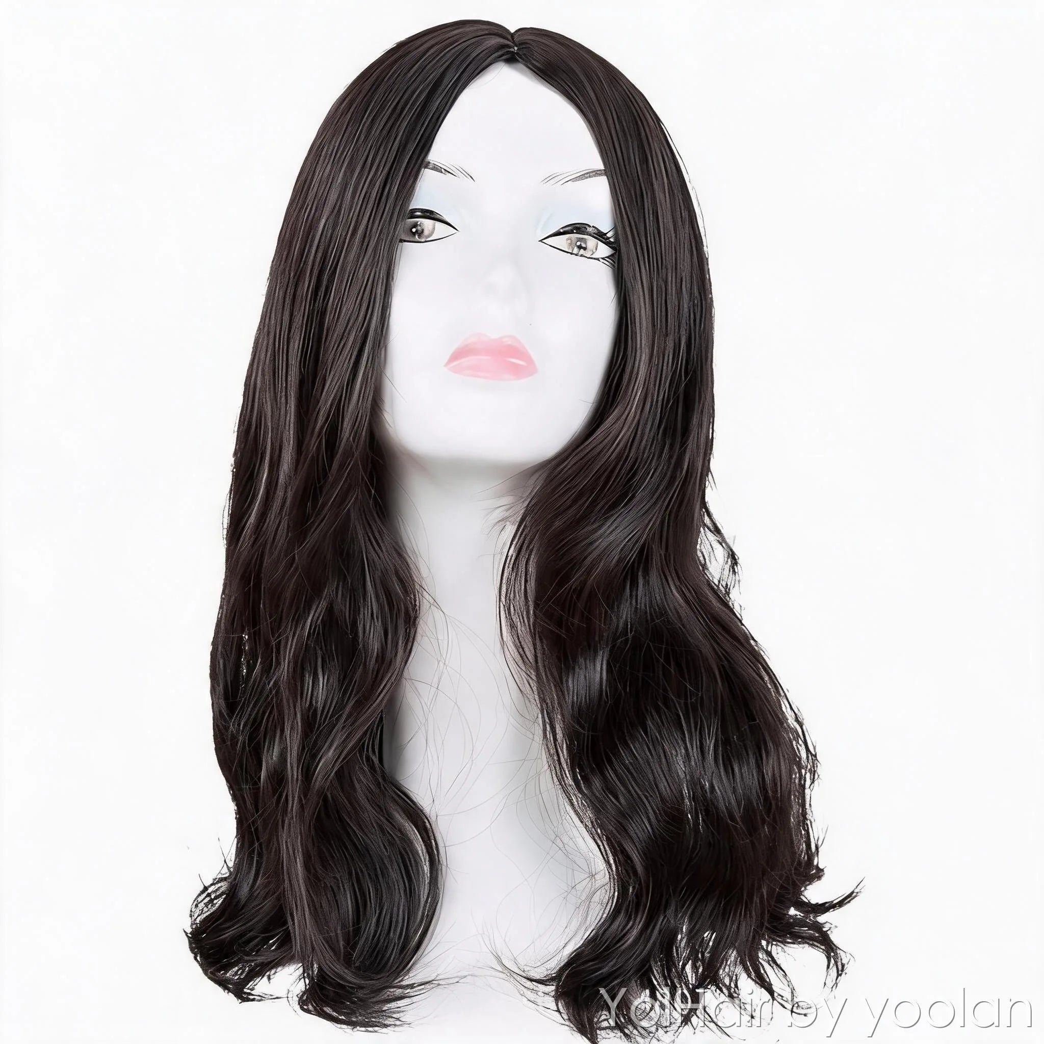 Long Straight Curly Cosplay Wig Heat Resistant Synthetic Hair Middle Part No Bangs for Women - Multiple Colors - front before