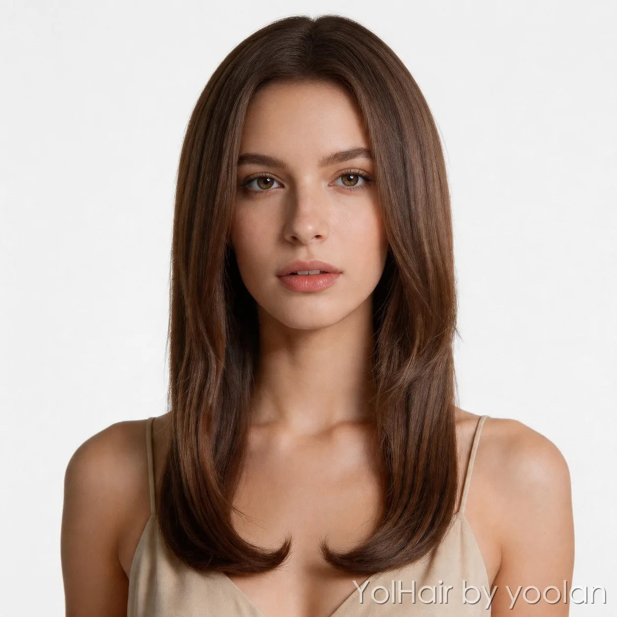 Long Curly Straight Cosplay Wig for Women, Middle Part No Bangs, Heat Resistant Synthetic, 3 Colors - front after