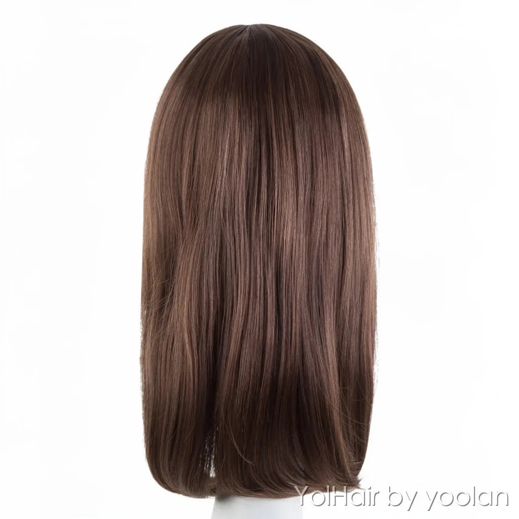 Long Curly Straight Cosplay Wig for Women, Middle Part No Bangs, Heat Resistant Synthetic, 3 Colors - back before