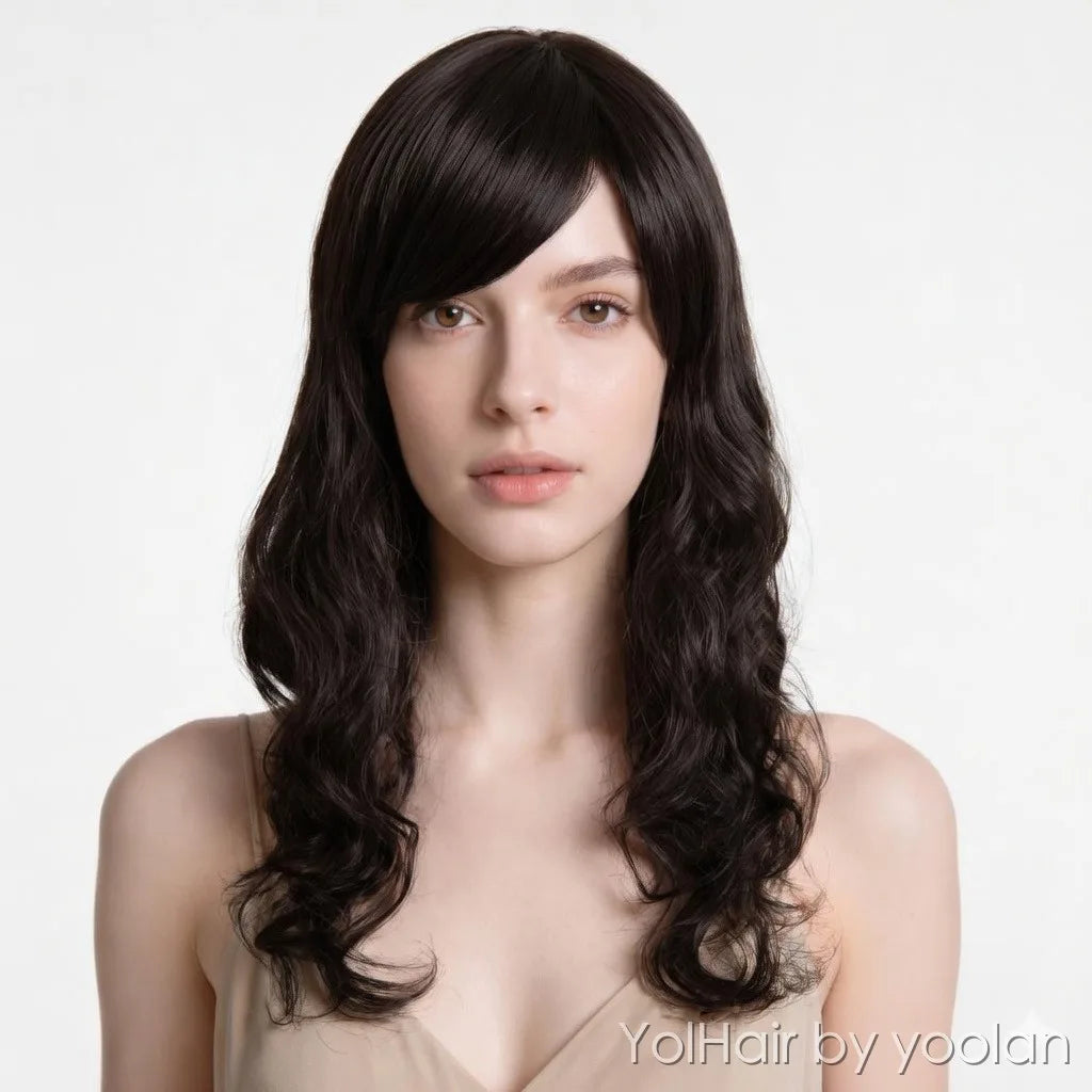 Long Curly Wig for Women High Temp Silk Full Head Natural Big Wave Daily Wear - white