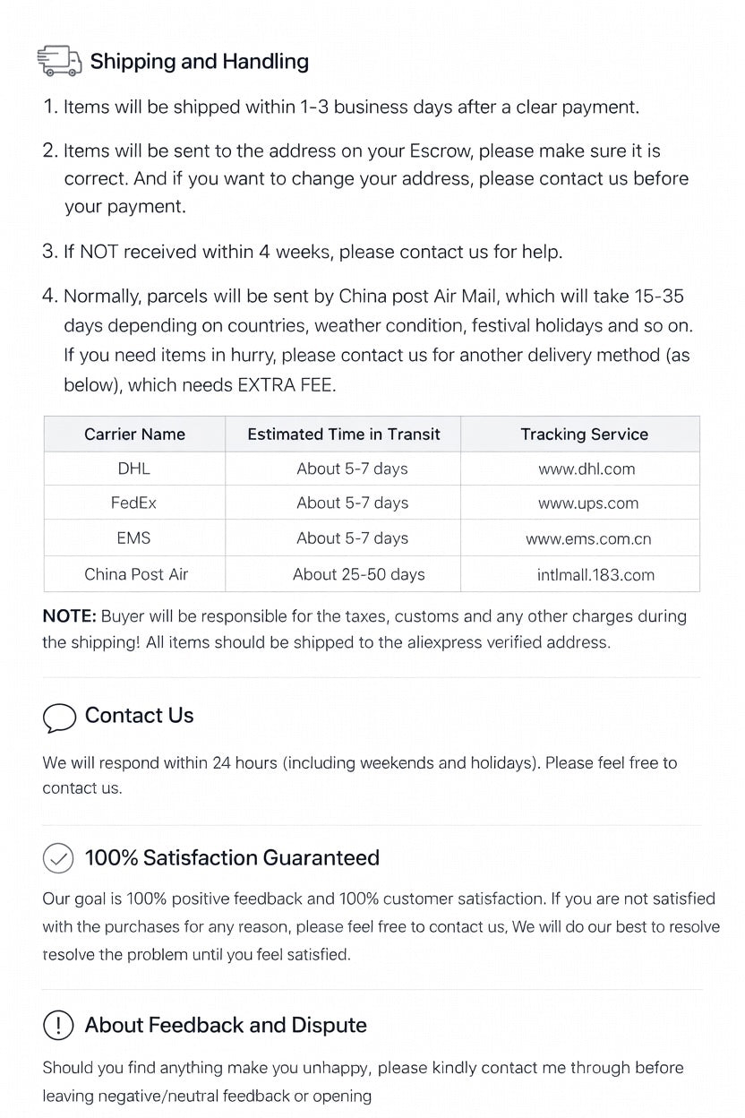 YolHair shipping information